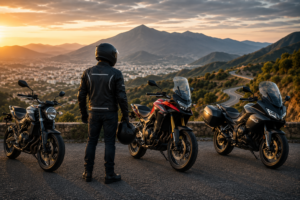 Comparativa visual de motocicletas para entender cómo la cilindrada, el torque y el peso influyen en la elección de una moto.