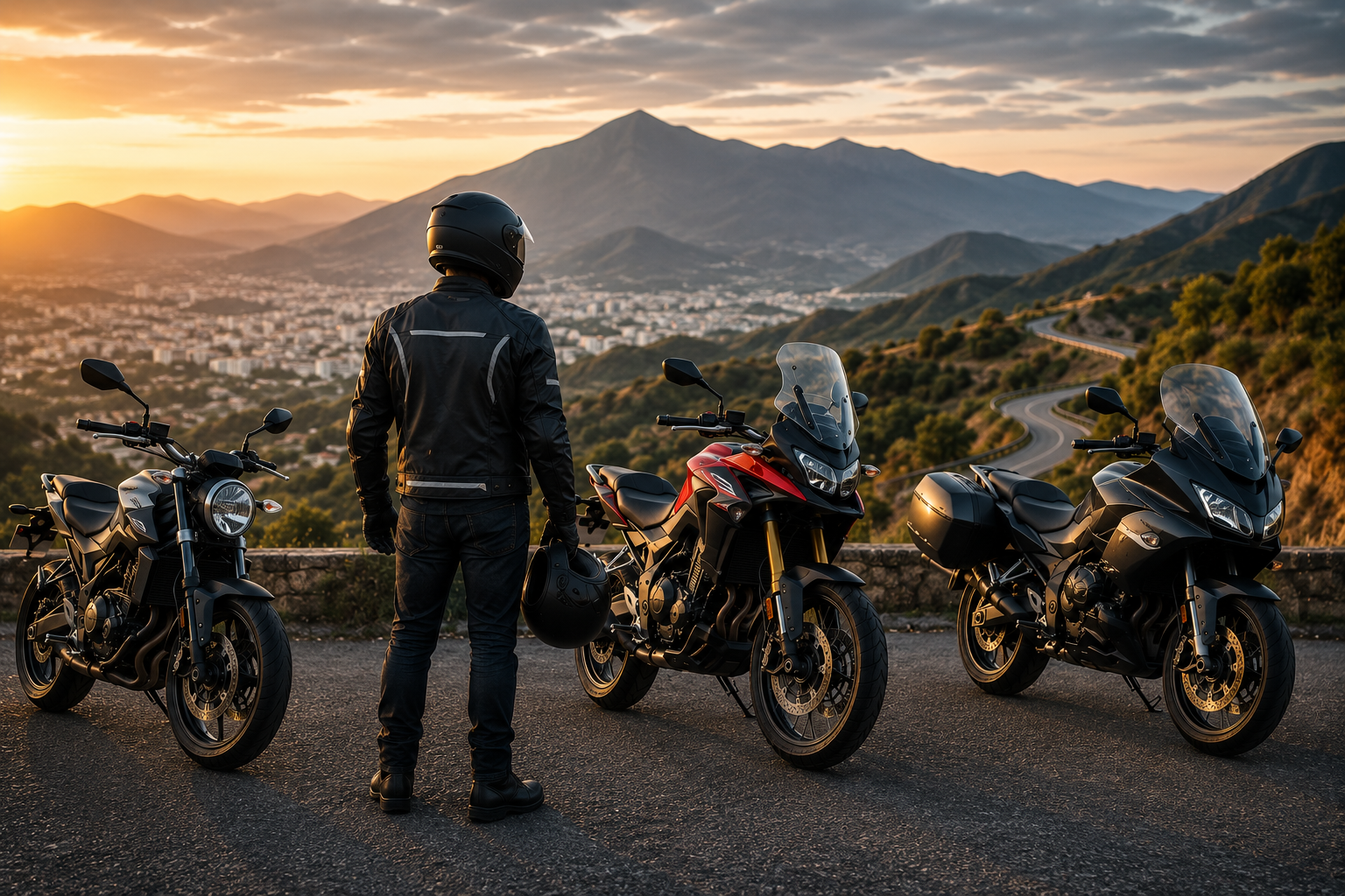 Comparativa visual de motocicletas para entender cómo la cilindrada, el torque y el peso influyen en la elección de una moto.